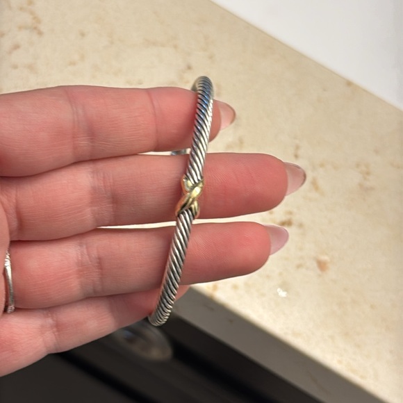 David Yurman Cable X Bracelet With 18K Yellow Gold Silver, Small - Picture 5 of 7